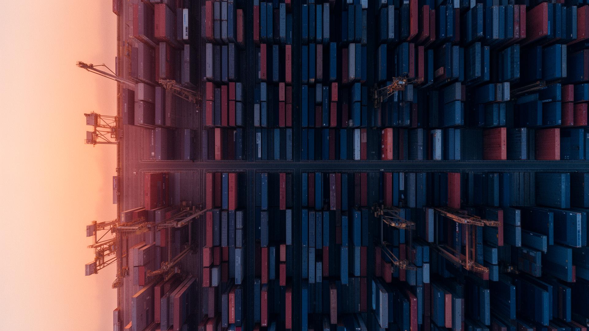 Aerial view of container yard